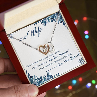 To My Wife Interlocking Hearts Necklace Message Card