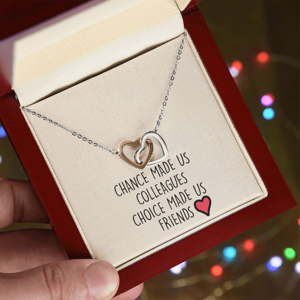 Chance Made Us Colleagues Interlocking Heart Necklace Best Friend Gift Bff Gift Interlocking Hearts Necklace
