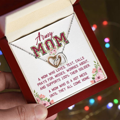 Gift For Army Mom - A Hot Mess - The Interlocking Heart Necklace Interlocking Hearts Necklace