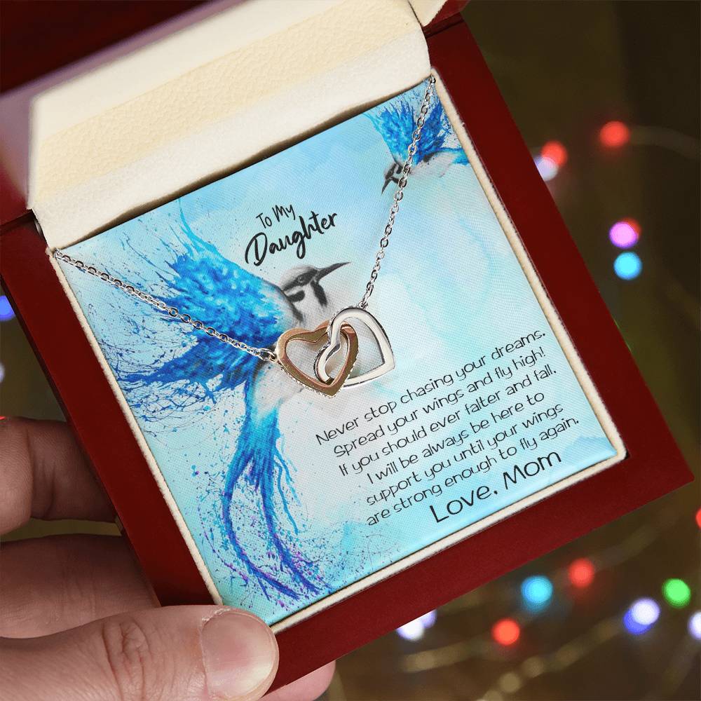 Daughter Necklace Gift Fly High Interlocking Hearts Necklace
