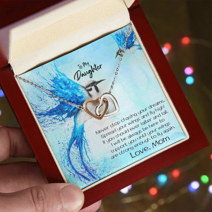 Daughter Necklace Gift Fly High Interlocking Hearts Necklace