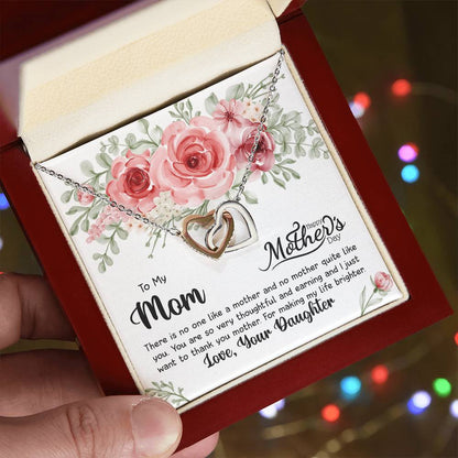 Two Hearts Embellished Interlocking Hearts Necklace