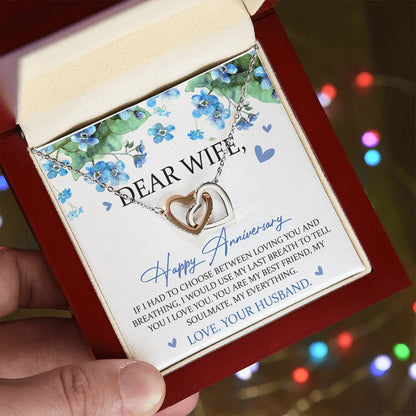 Dear Wife Happy Anniversary Interlocking Hearts Necklace Wedding Anniversary Gift