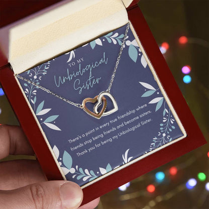 Unbiological Sister Interlocking Hearts Necklace