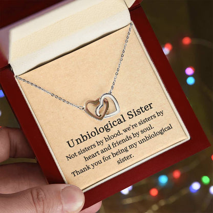 Unbiological Sister Interlocking Hearts Necklace