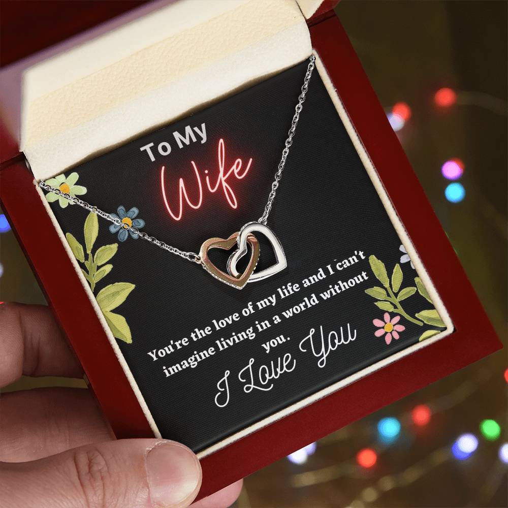 To My Wife Double Hearts Necklacegift For Wifei Love My Wife Love You Husband. Interlocking Hearts Necklace