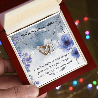 You'Re My Favorite Bitch Interlocking Hearts Necklace