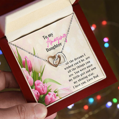 A Graduation Gift From Dad-Two Hearts Necklace-To My Amazing Daughter Interlocking Hearts Necklace
