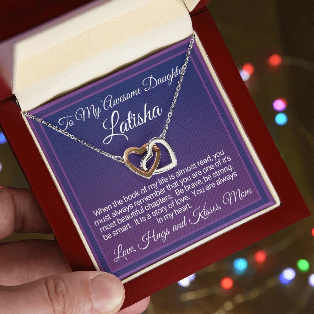 Awesome Daughter Necklace Gift From Mom Interlocking Hearts Necklace