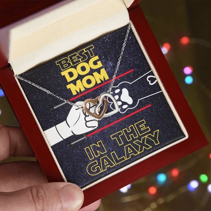 Best Dog Mom In The Galaxy Interlocking Hearts Necklace Dog Mom Jewelry Pet Lover Gift Mothers Day Jewelry From Dog