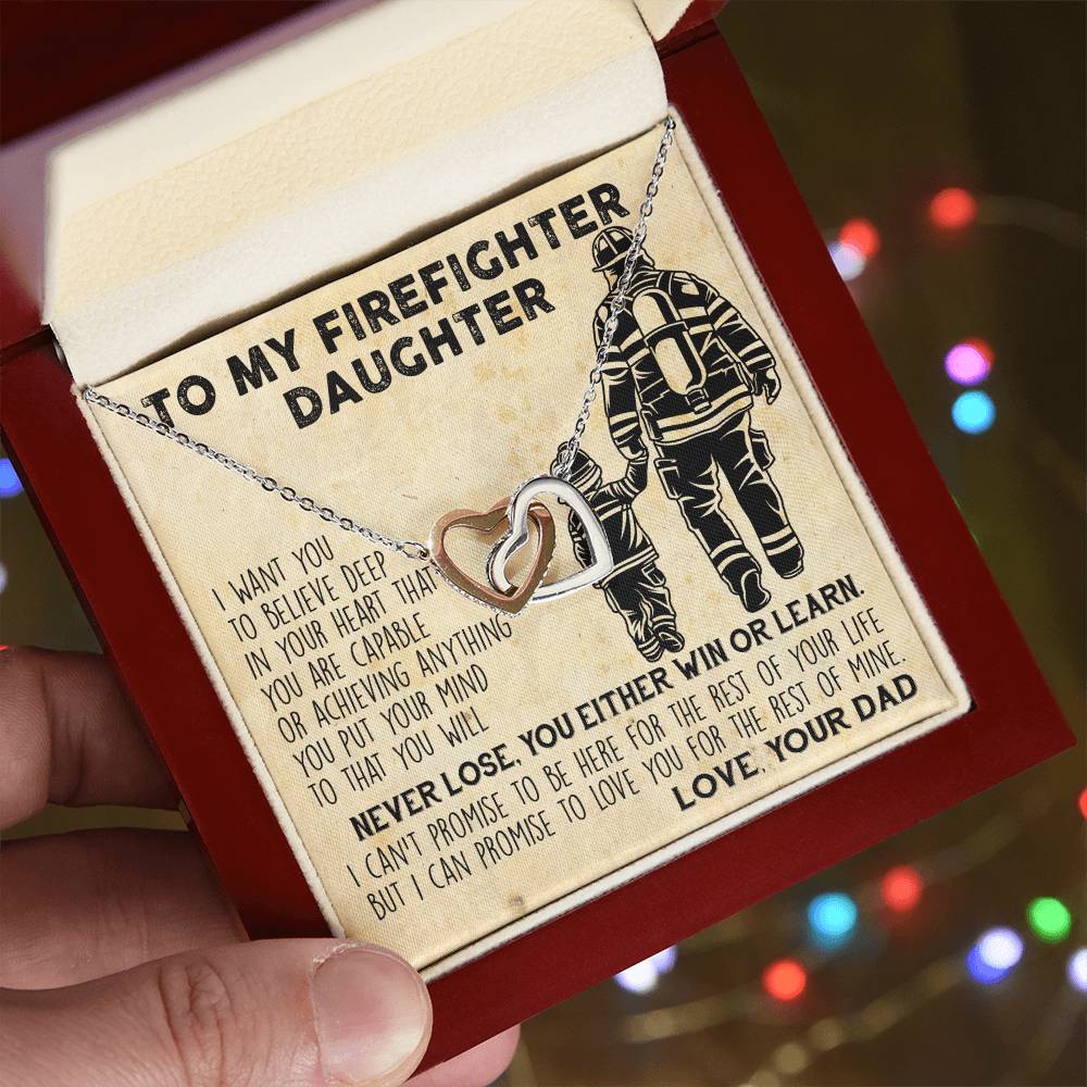 Firefighter Daughter Gift To Firefighter Daughter Gift From Dad Firefighter Daughter Necklace Interlocking Hearts Necklace