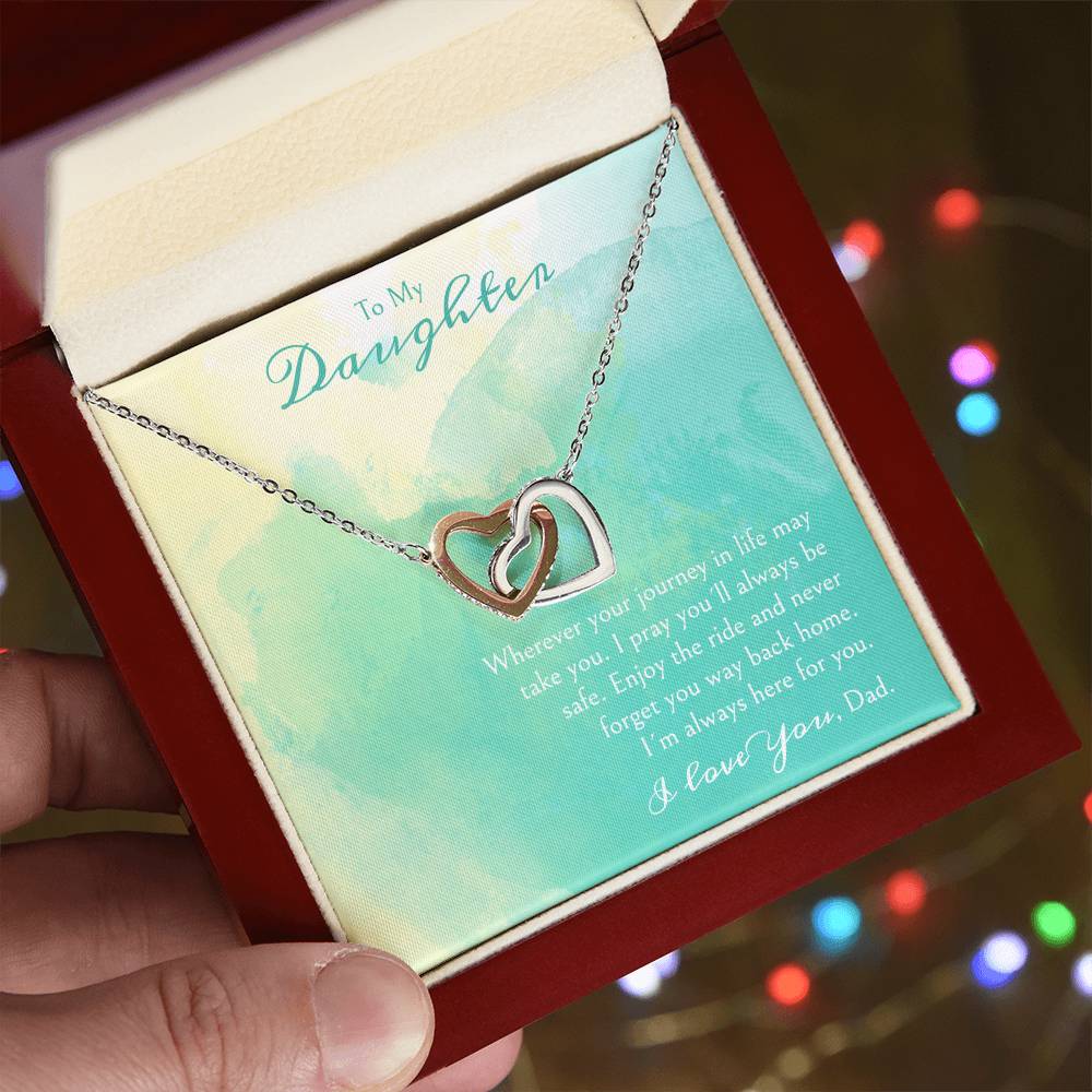 A Gift For A Daughter Interlocking Hearts Necklace - Wherever Your Journey In Life