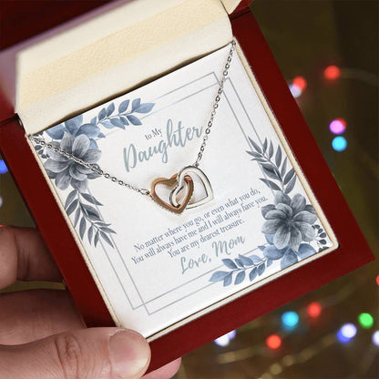Dearest Treasure Mom To Daughter Gift Interlocking Hearts Necklace