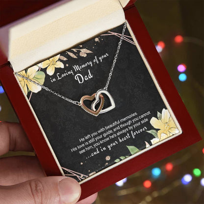 Bereavement Gift Loss Of Dad Twin Hearts Necklace In Memory Of Father Interlocking Hearts Necklace