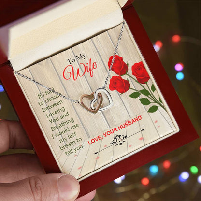 To My Wife Interlocked Beautiful Necklace Gift For Wife Love Your Husband. Interlocking Hearts Necklace