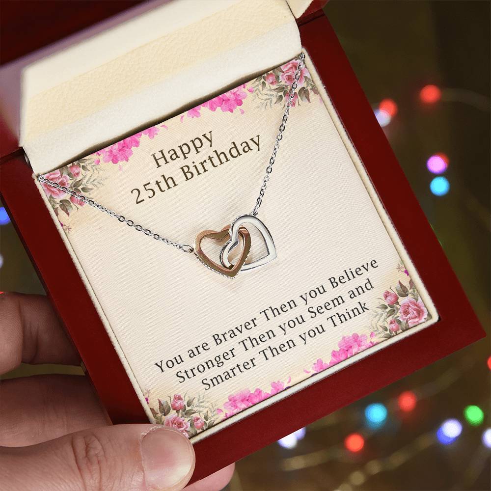 25Th-Birthday Gifts For Girls 25Th Birthday Necklace 25Th Birthday Gift Girl. Gift For Sister Best Friend Interlocking Hearts Necklace