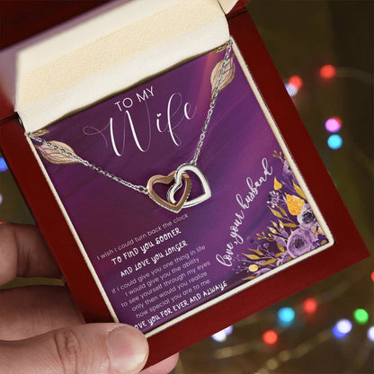 To My Wife Heart Lock Necklace Interlocking Hearts Necklace