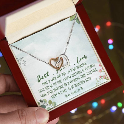 Best Friend Ever Interlocking Hearts Necklace Message Card