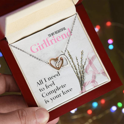 Two Hearts Necklace - Beautiful Gift For Girlfriend Interlocking Hearts Necklace