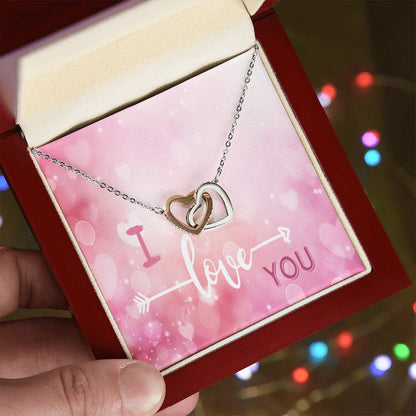 Two Hearts Connected Necklace Interlocking Hearts Necklace