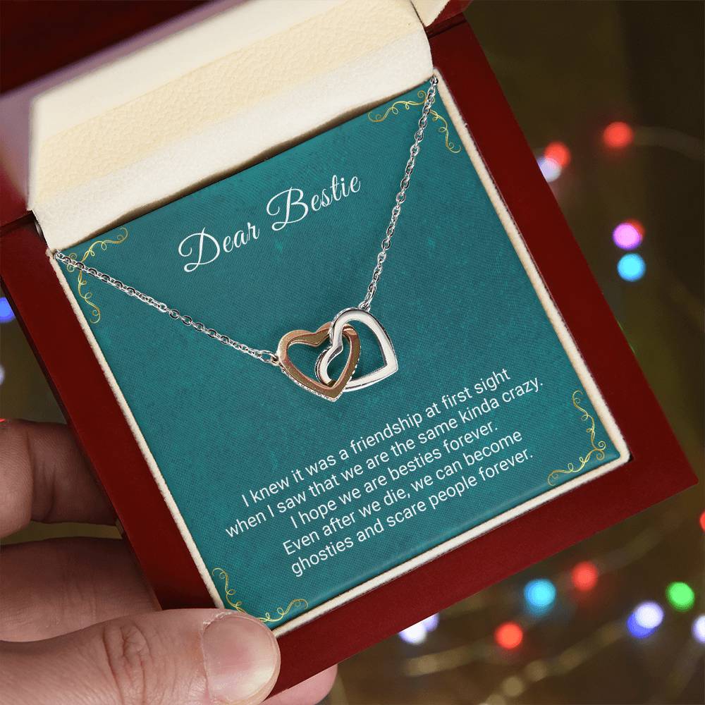 Dear Bestie - I Hope We'Re Besties Forever - Necklace Interlocking Hearts Necklace