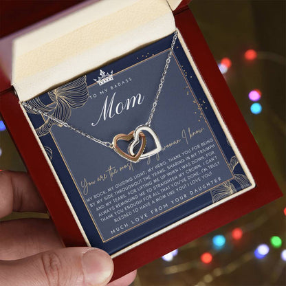 Badass Mom Gift To My Badass Mom Necklace Mother’S Day Gift Daughter To Mom Gift Gift From Daughter To Mom On Wedding Day Mom Gift Interlocking Hearts Necklace