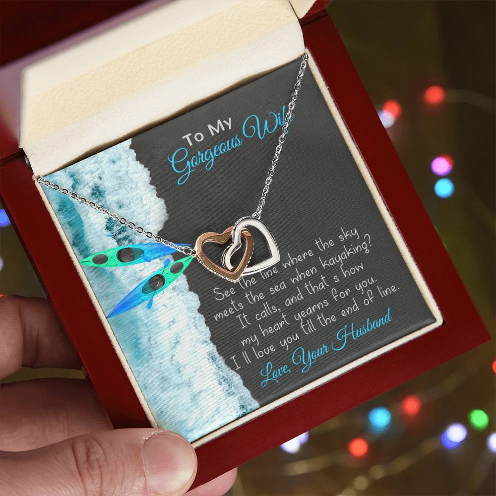 To My Wife Necklace Gnome Ribbon Pendant Dwarf Jewelry Wife Necklace Husband To Wife Silver Valentine Gnomes Valentines Day Gift For Her Interlocking Hearts Necklace