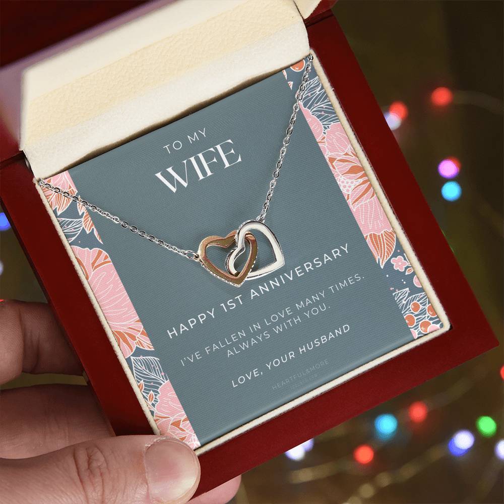 1 Year Anniversary Gift For Wife 1 Year Anniversary Gifts 1 Year Wedding Anniversary Gift Ideas 1St Wedding Anniversary Gift For Her Interlocking Hearts Necklace