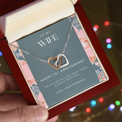 1 Year Anniversary Gift For Wife 1 Year Anniversary Gifts 1 Year Wedding Anniversary Gift Ideas 1St Wedding Anniversary Gift For Her Interlocking Hearts Necklace