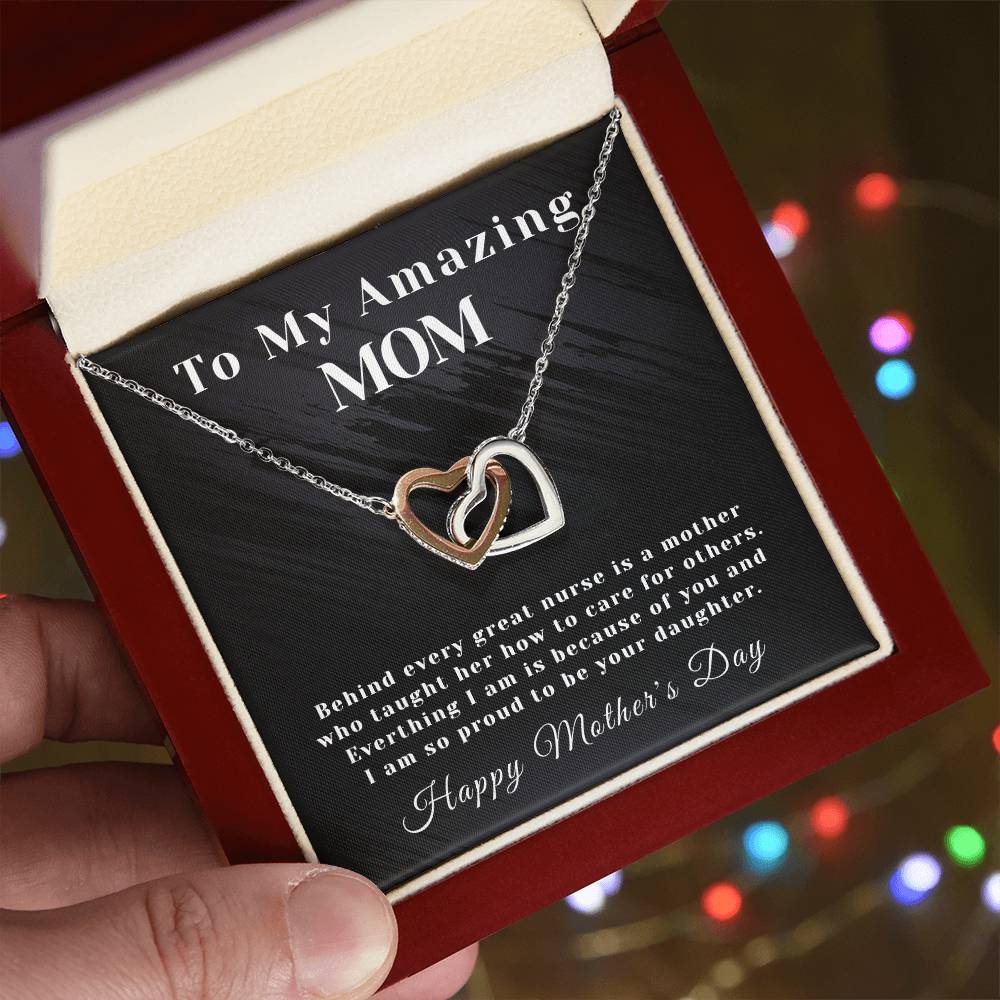Amazing Mom - Interlocking Hearts - Mother'S Day - Nurse Interlocking Hearts Necklace