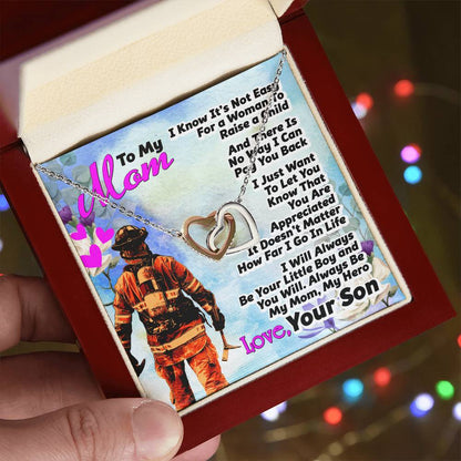 Firefighter'S Mom - Interlocking Heart Necklace Interlocking Hearts Necklace