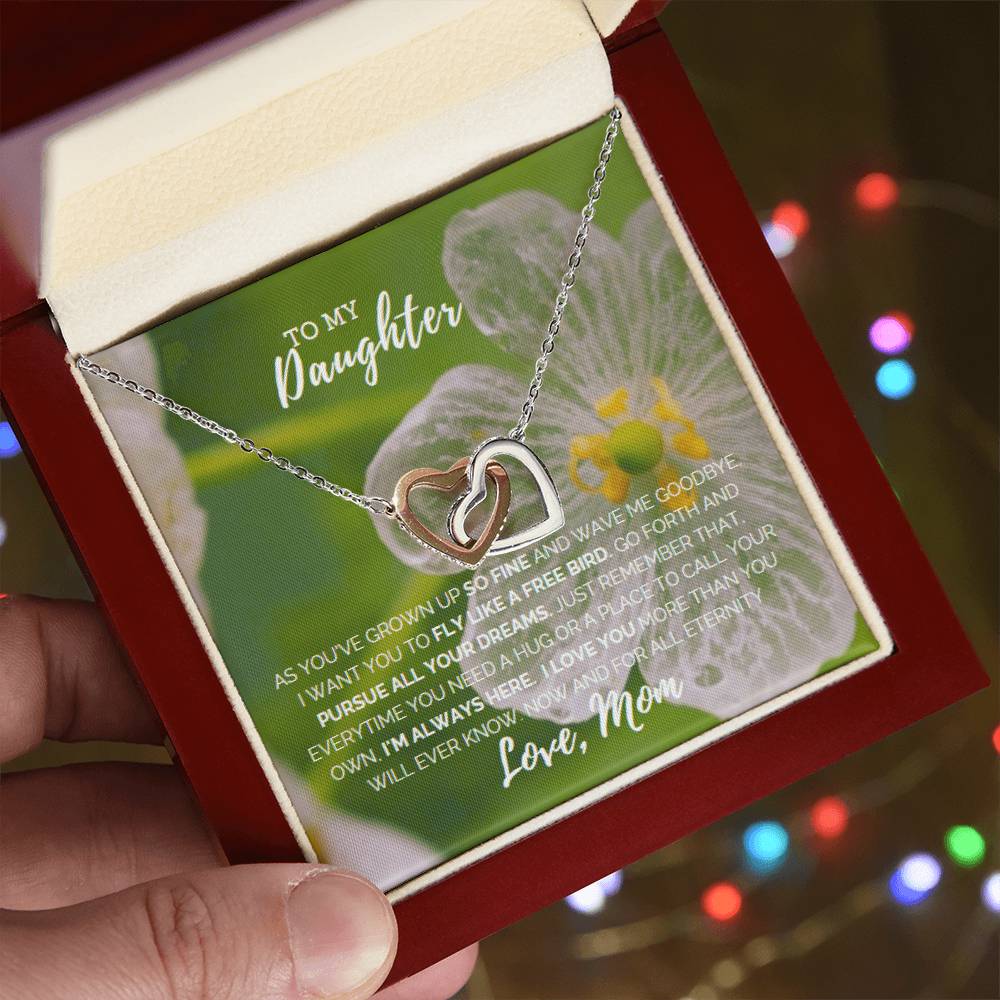 Fly Like A Bird Interlocking Hearts Necklace