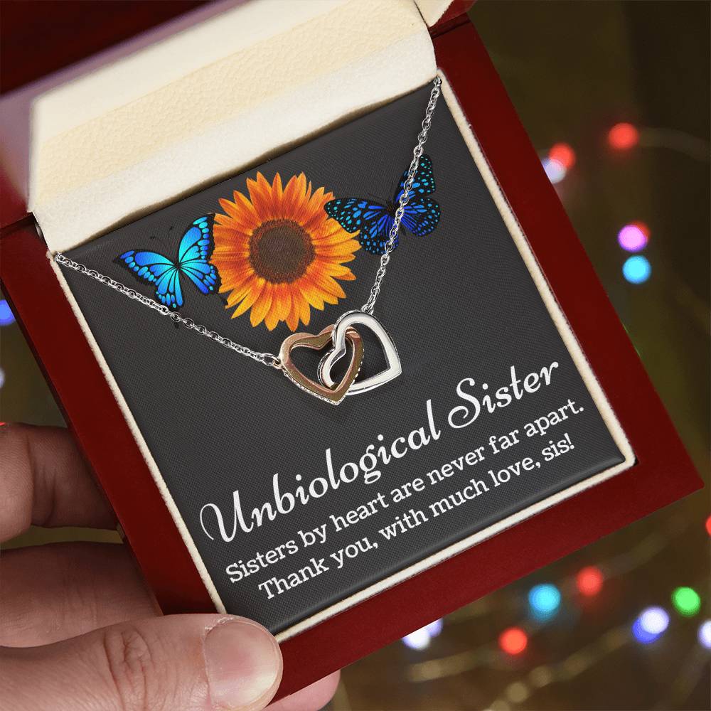 Unbiological Sister Necklace Interlocking Hearts Necklace