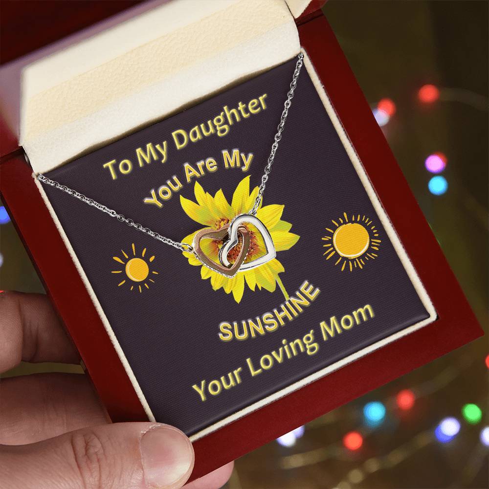 You Are My Sunshine Mother Daughter Interlocking Heart Necklace Mommy And Me Necklace Set Daughter Gifts From Mom Interlocking Hearts Necklace