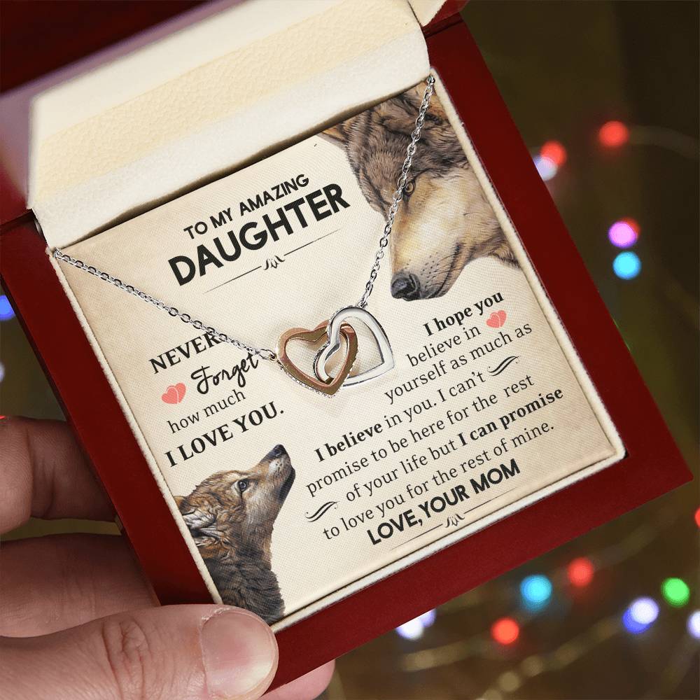 Daughter - Never Forget - Interlocking Hearts Necklace