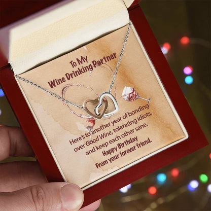 Wine Partner Necklace Interlocking Hearts Necklace
