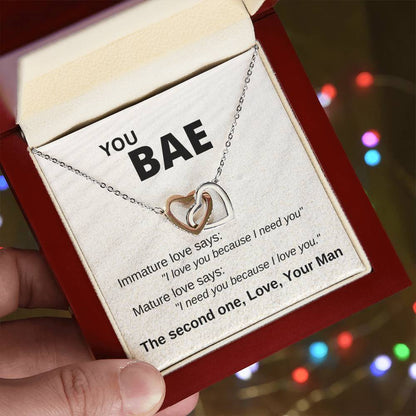 You Bae Linked Hearts Gift For Girlfriend Interlocking Hearts Necklace