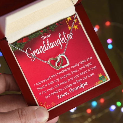Christmas Gift For Granddaughter - Hold This Close To Feel My Love Interlocking Hearts Necklace