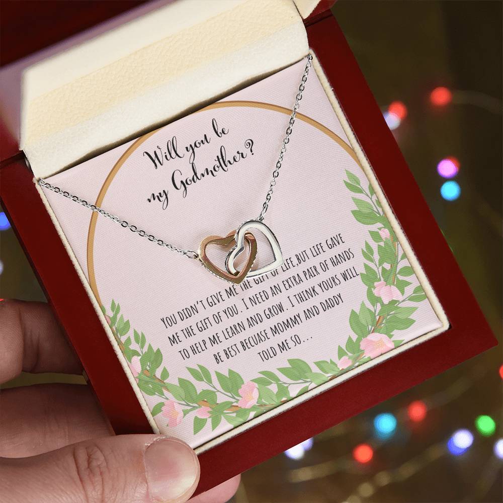 Will You Be My Godmother You Didn'T Give Me The Gift Of Life Interlocking Hearts Necklace