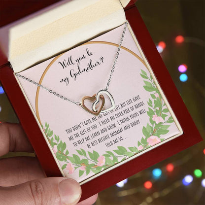 Will You Be My Godmother You Didn'T Give Me The Gift Of Life Interlocking Hearts Necklace
