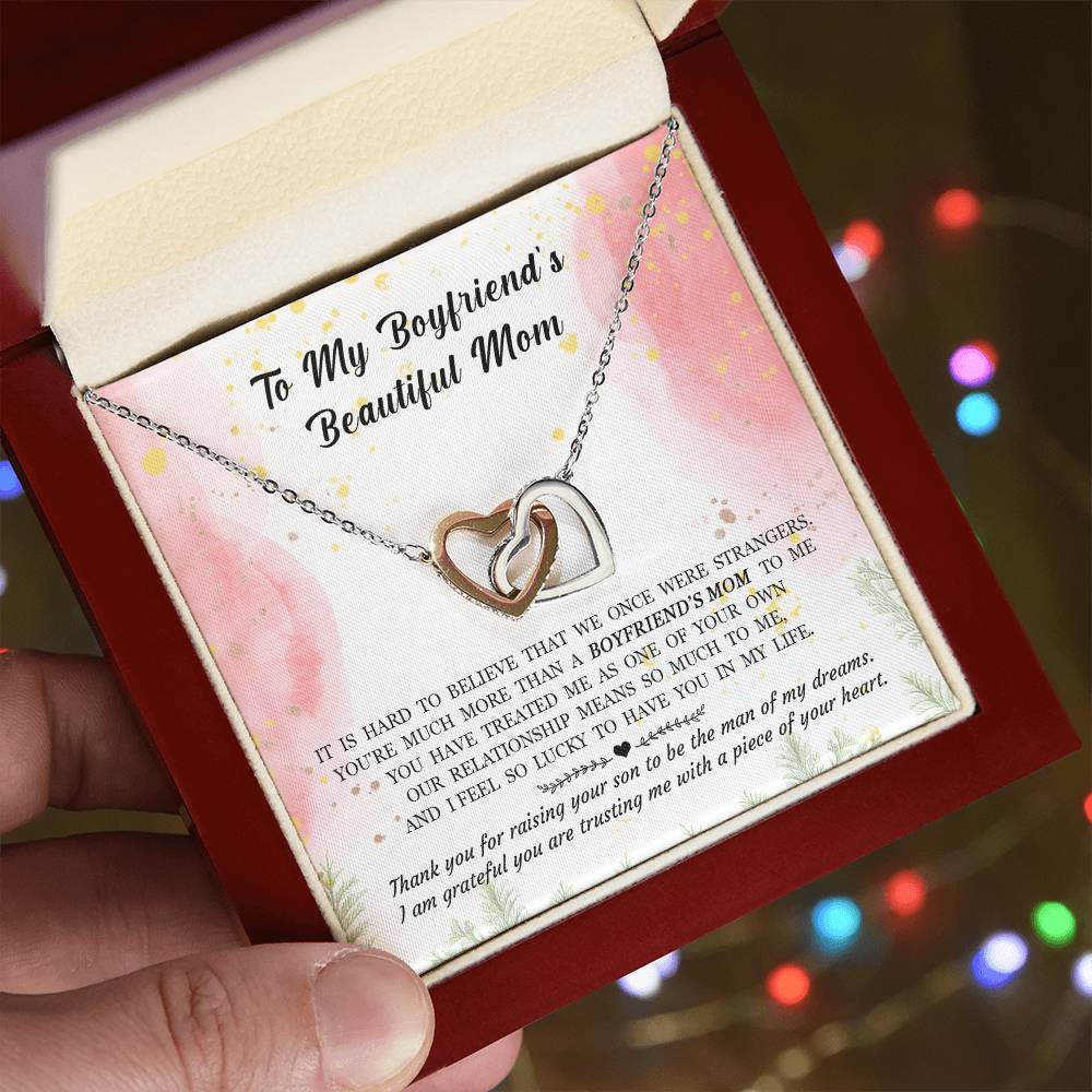 Gift For Boyfriend'S Mom - Hard To Believe That We Once Were Strangers - Interlocking Interlocking Hearts Necklace