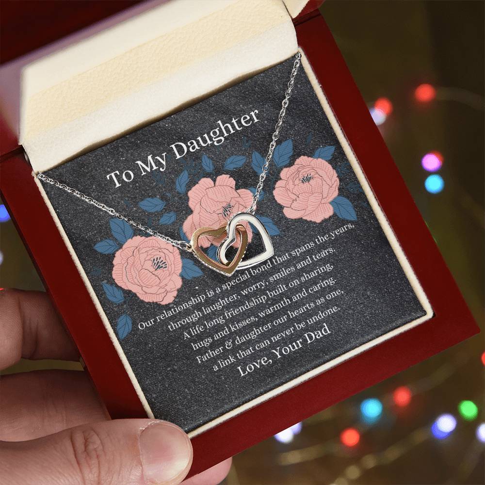 Father To Daughter Hearts As One Necklace Interlocking Hearts Necklace
