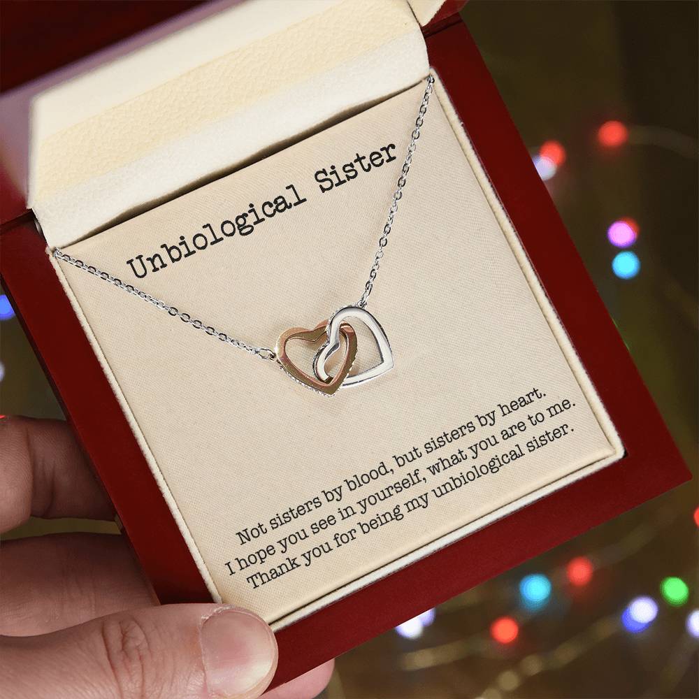 Unbiological Sister Interlocking Hearts Necklace