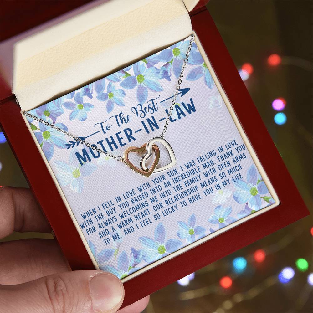 To The Best Mother-In-Law Interlocking Hearts Necklace