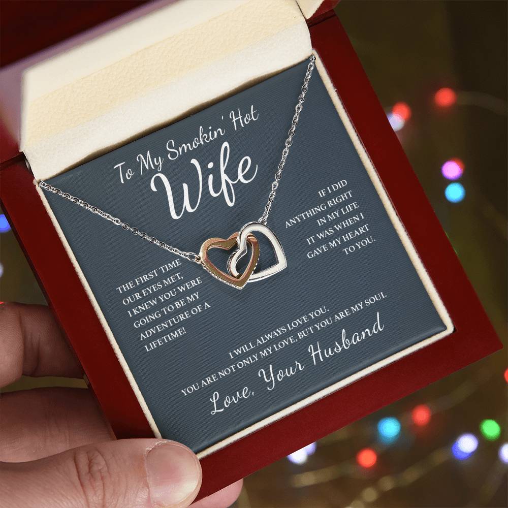 To My Wife - You Are My Soul Interlocking Hearts Necklace