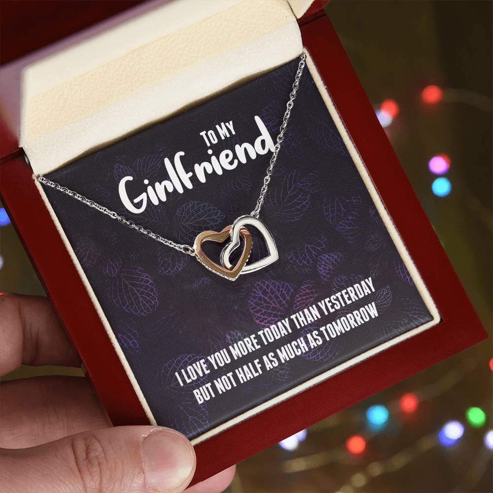 Beautiful Girlfriend Necklace Gift - I Love You Interlocking Hearts Necklace
