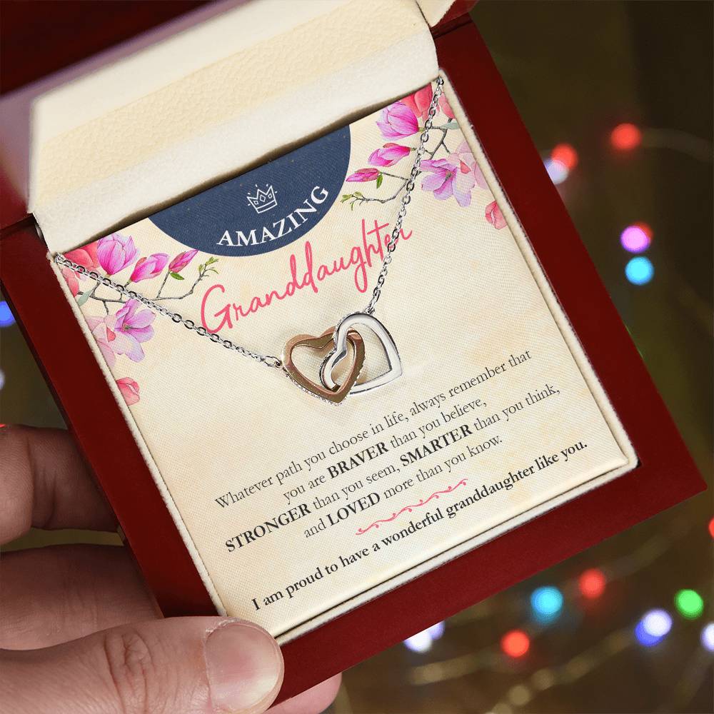 Beautiful Necklace Gift For Amazing Granddaughter Interlocking Hearts Necklace