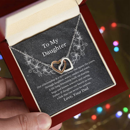 Father To Daughter Hearts As One Necklace Interlocking Hearts Necklace