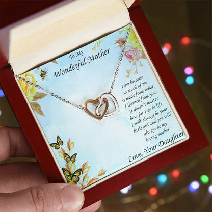 Beautiful Gold And Silver Interlocking Hearts Necklace Gift For Mother From Daughter