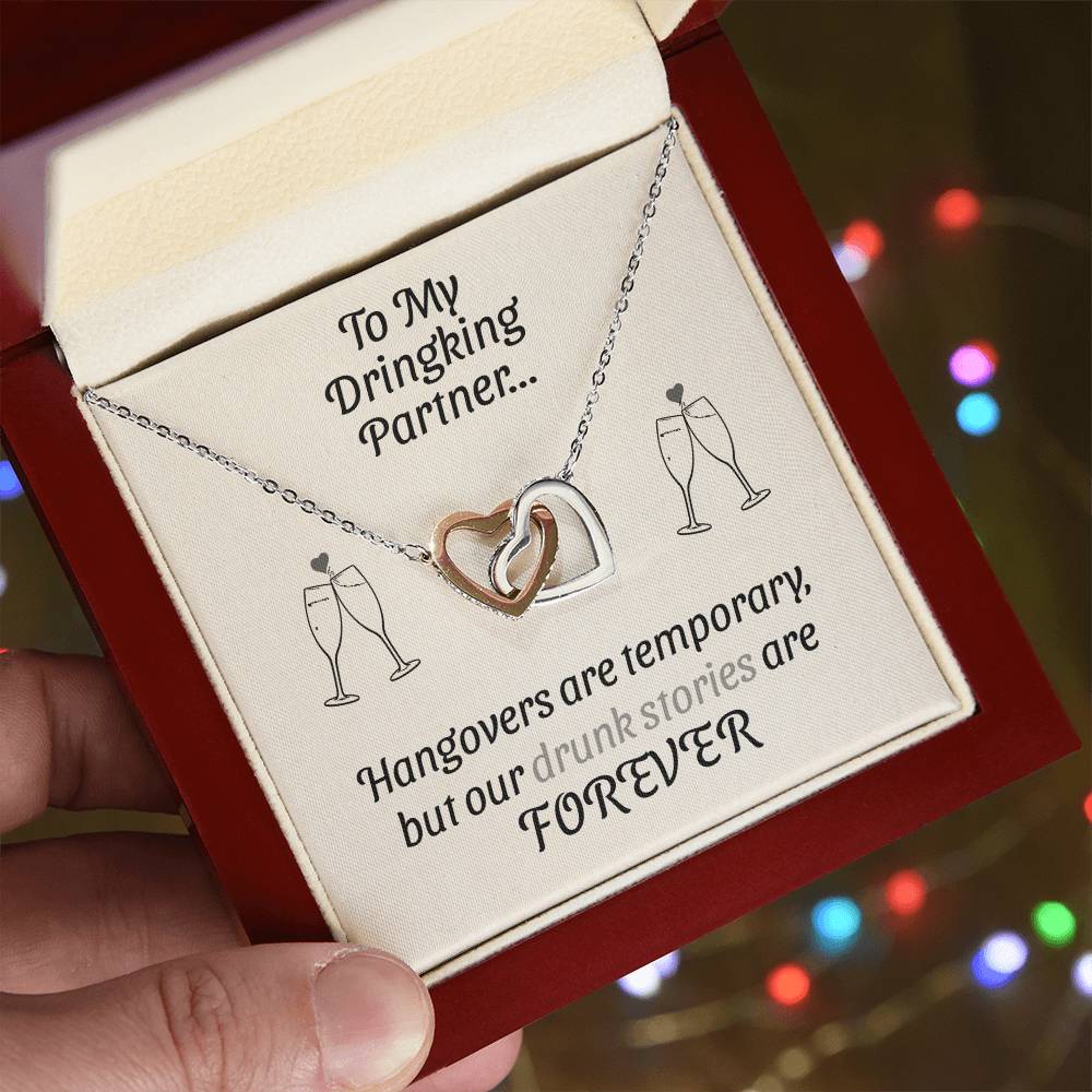 Drinking Buddy Giftgifts For People Who Love To Drink Interlocking Hearts Necklace
